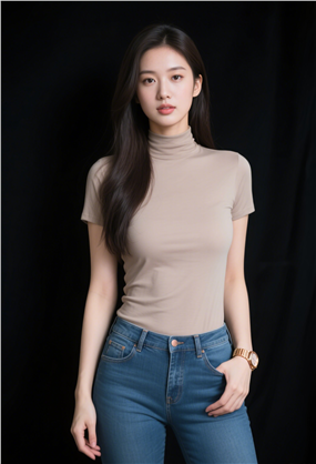 亚洲时尚高挑牛仔裤美女写真图片